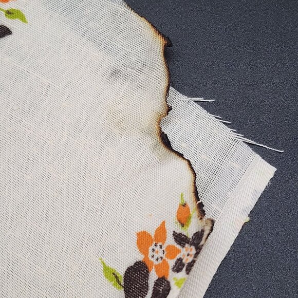 Cotton and Linen Floral Fabric Orange and Brown Flowers 1yrd 27" 44" Wide - Picture 5 of 5